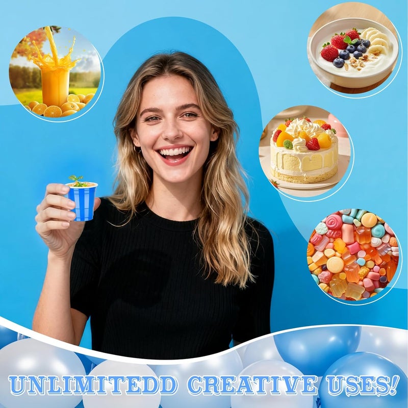 Pineburg 100 Pack 2oz Plastic Shot Cups, Blue Plastic Shot Glasses, Mini Disposable Cups for Parties Valentine's Day Weddings Birthday Party Games & Events Supplies(Blue) - Image 4